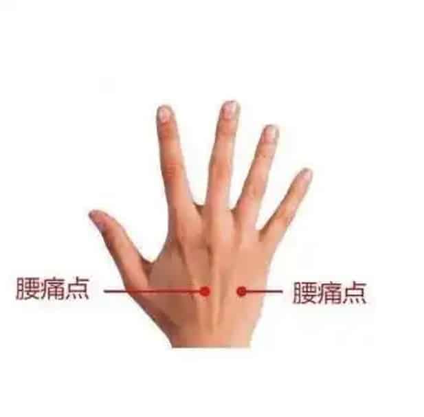 Localisation du point d'acupression Yao Tong Xue sur la main pour soulager le mal de dos