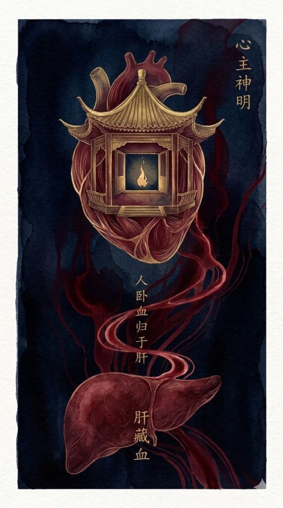 Flamme vacillante symbolisant l'Esprit (Shen) agité en cas de vide de sang du Cœur